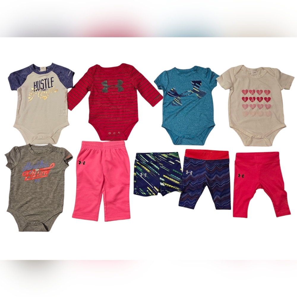 NEW Under Armour Baby Girls Onesie, Shorts, and Leggings Set Size 3-6 Months Set